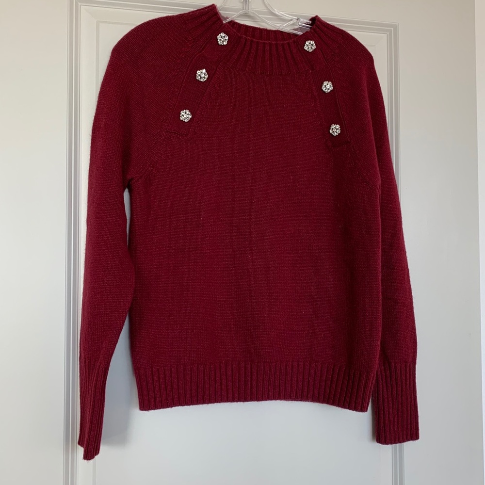 CREWNECK SWEATER WITH JEWELED BUTTONS - Picture 2 of 13